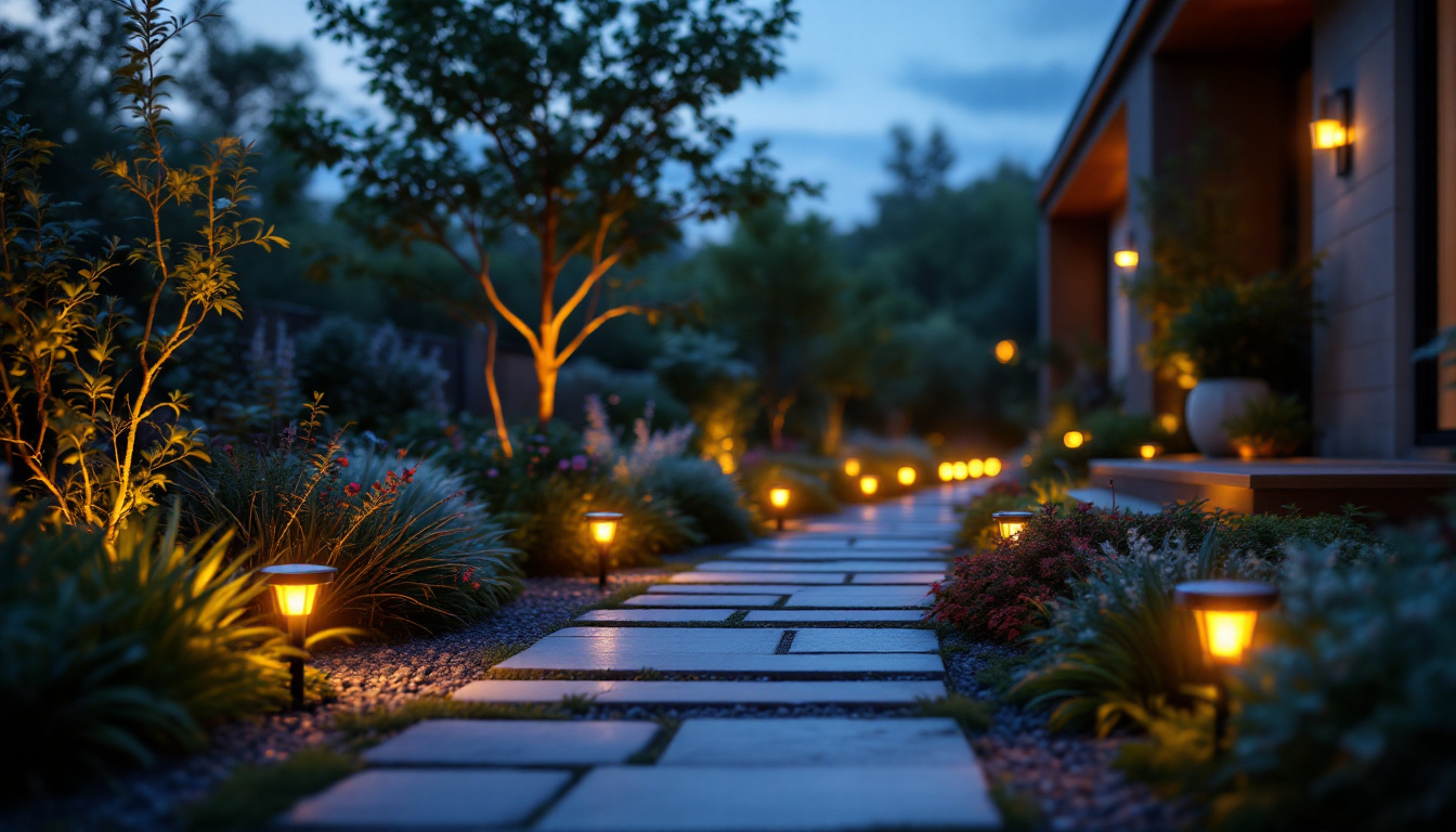 A photograph of a beautifully illuminated outdoor space at dusk