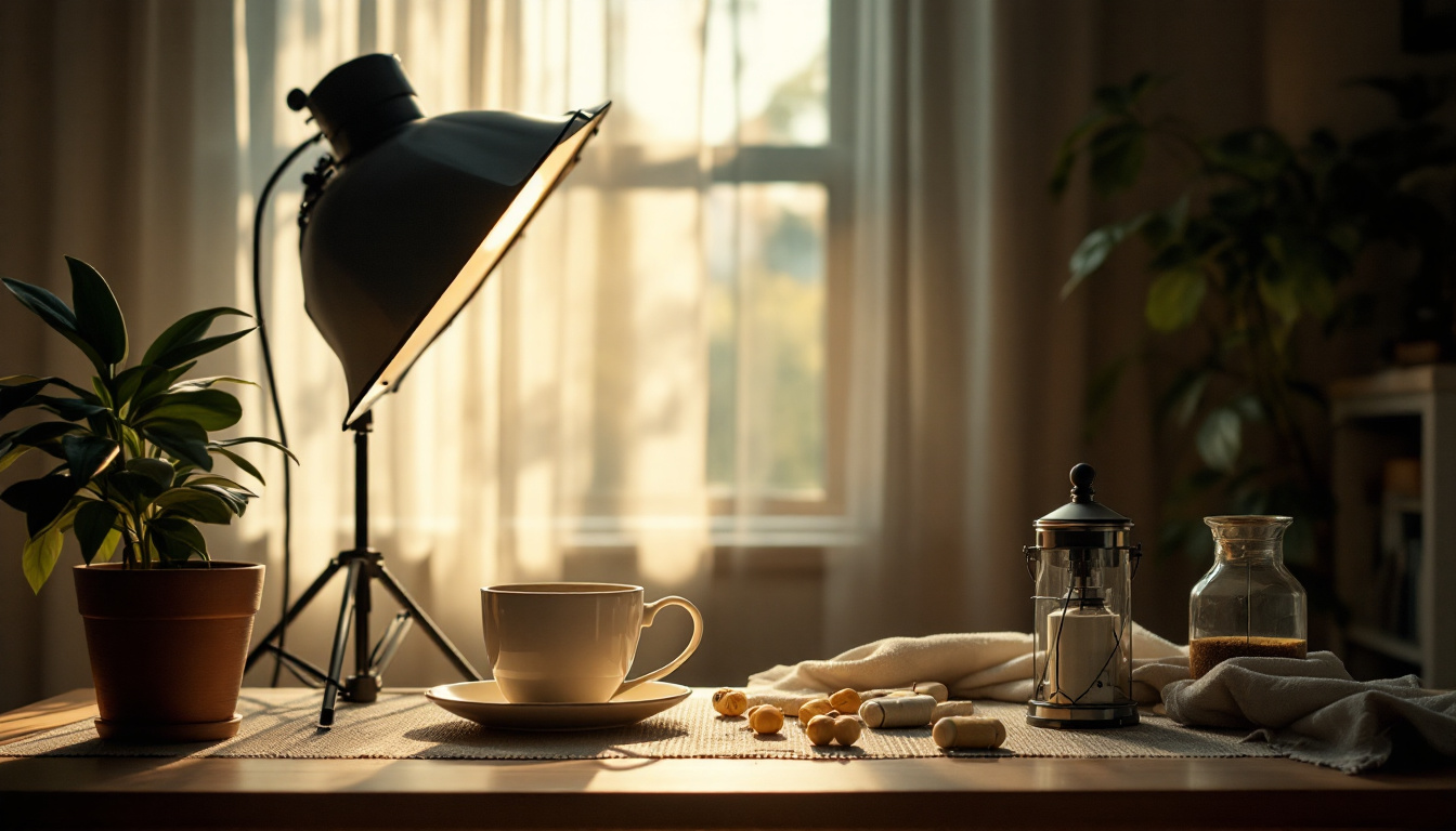 A photograph of a well-lit scene that showcases the interplay of natural and artificial light