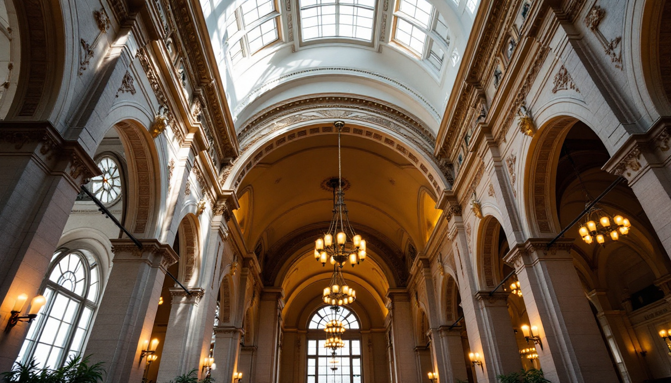 A photograph of a beautifully lit cathedral ceiling interior