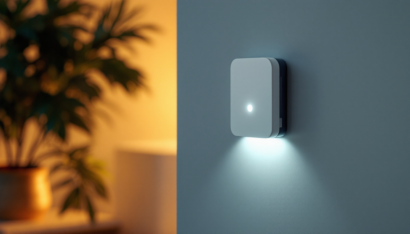 A photograph of a modern motion light switch in action