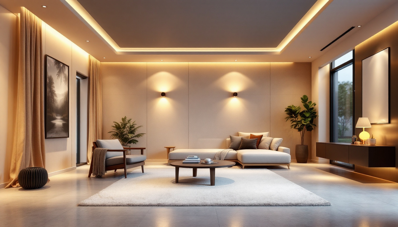 A photograph of a beautifully designed room featuring various styles of recessed lighting