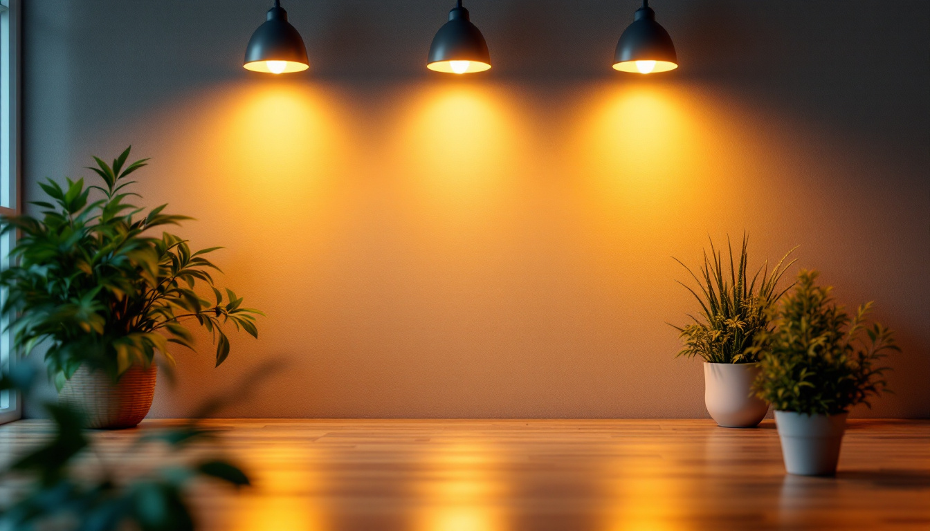 A photograph of a well-lit indoor space featuring various wattage led lights in use
