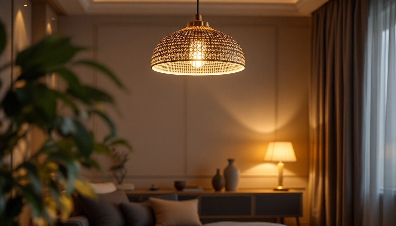 A photograph of a beautifully designed hanging pendant light in an elegantly styled interior