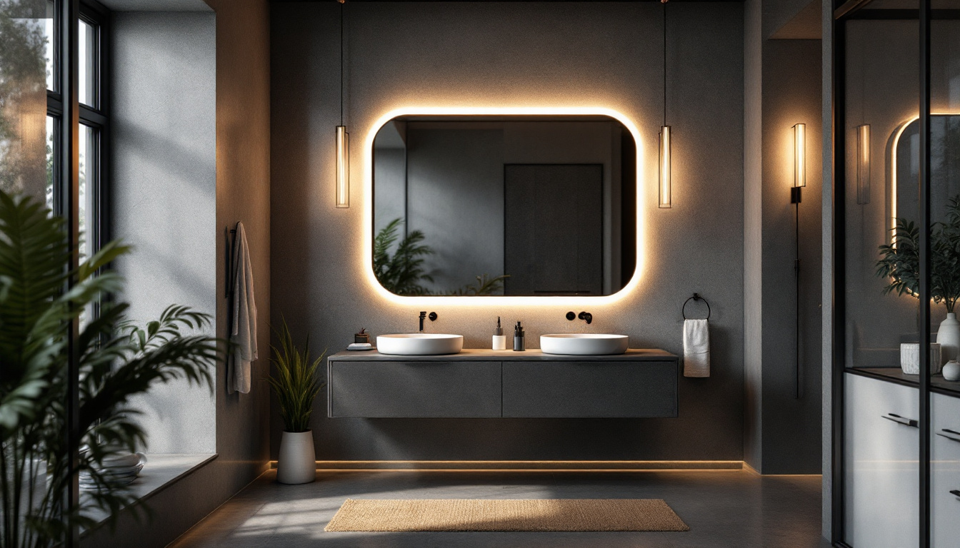 A photograph of a beautifully designed bathroom featuring stylish wall lighting that highlights the space's elegance and functionality