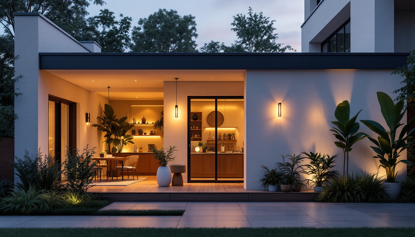 A photograph of a beautifully lit indoor or outdoor scene showcasing various up lights in action