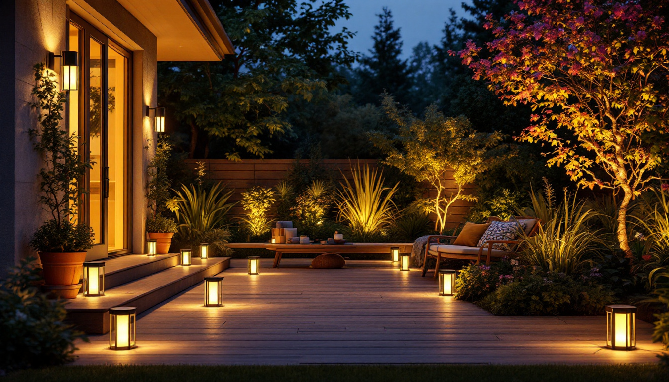 A photograph of a beautifully illuminated outdoor space at dusk