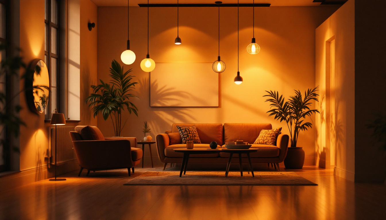 A photograph of a well-lit interior space showcasing various swi lighting fixtures in use