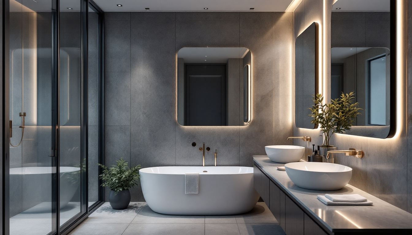 A photograph of a beautifully designed bathroom featuring modern led lighting fixtures that highlight the space's elegance and functionality