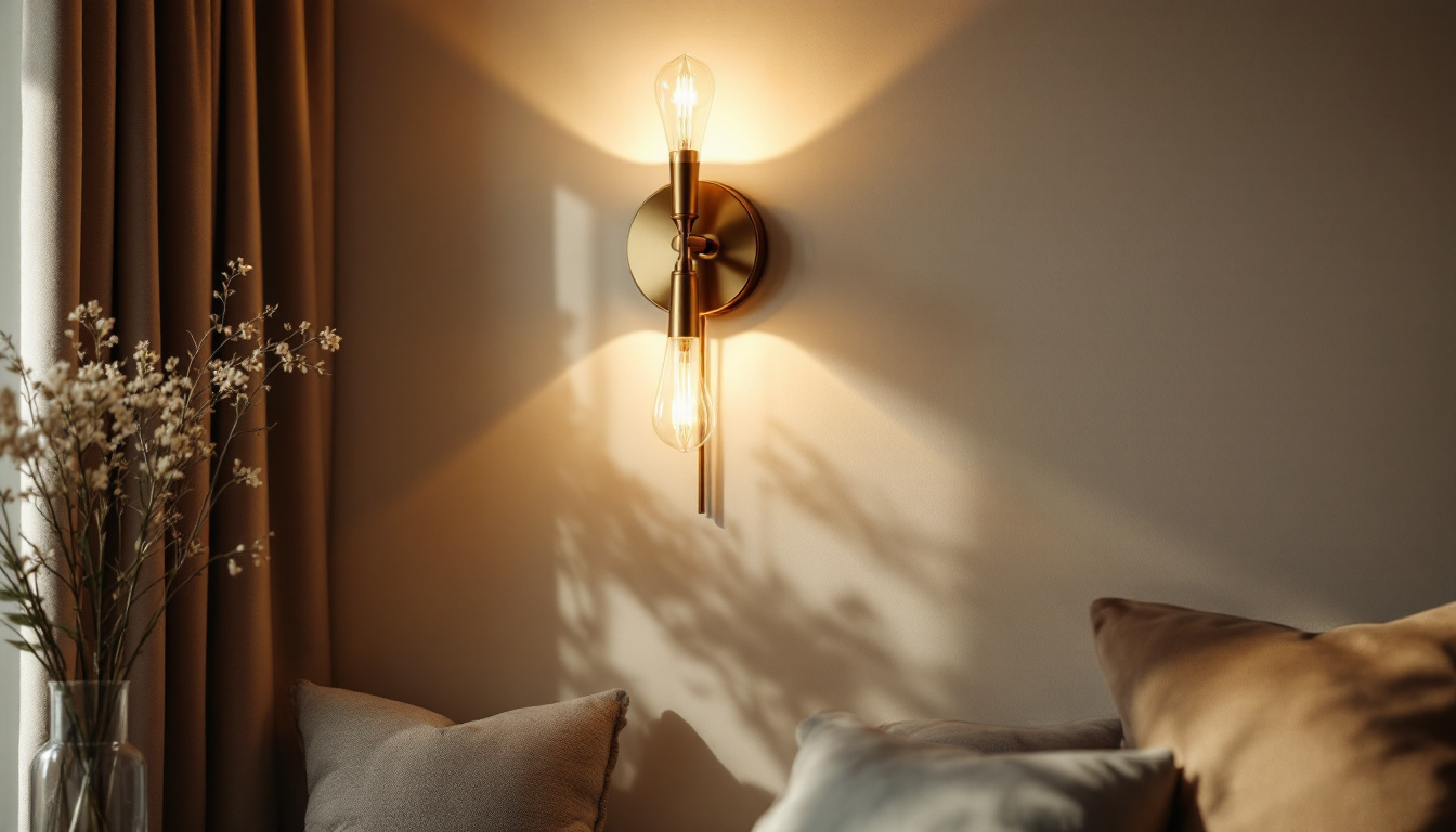 A photograph of a beautifully styled interior setting featuring a pair of elegant sconces illuminating a cozy space