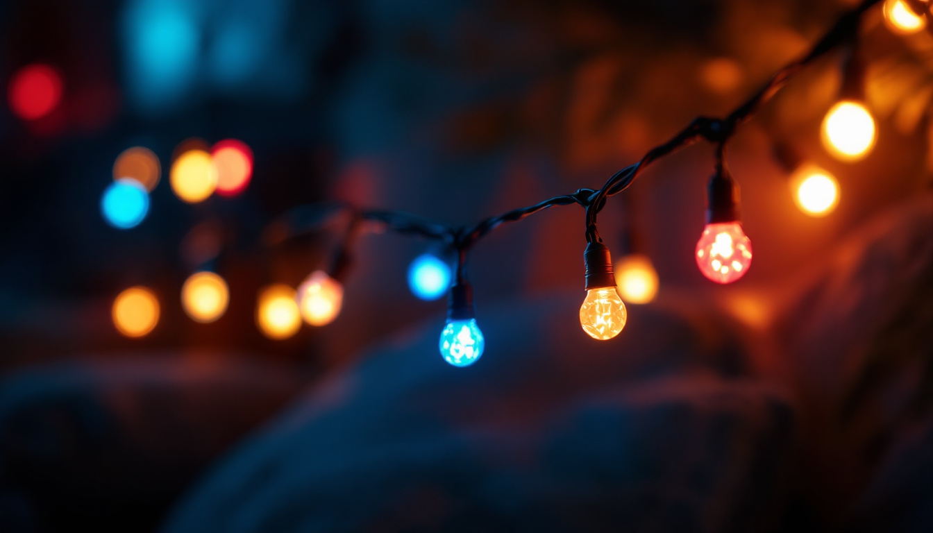 A photograph of capture a photograph of a beautifully arranged string of led lights illuminating a cozy indoor setting