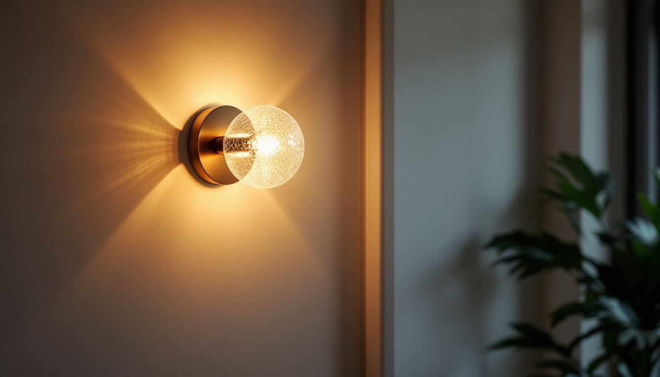 A photograph of a beautifully designed wall sconce light illuminating a stylish interior space