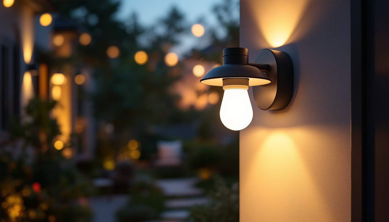 A photograph of a stylish porch light with an integrated outlet