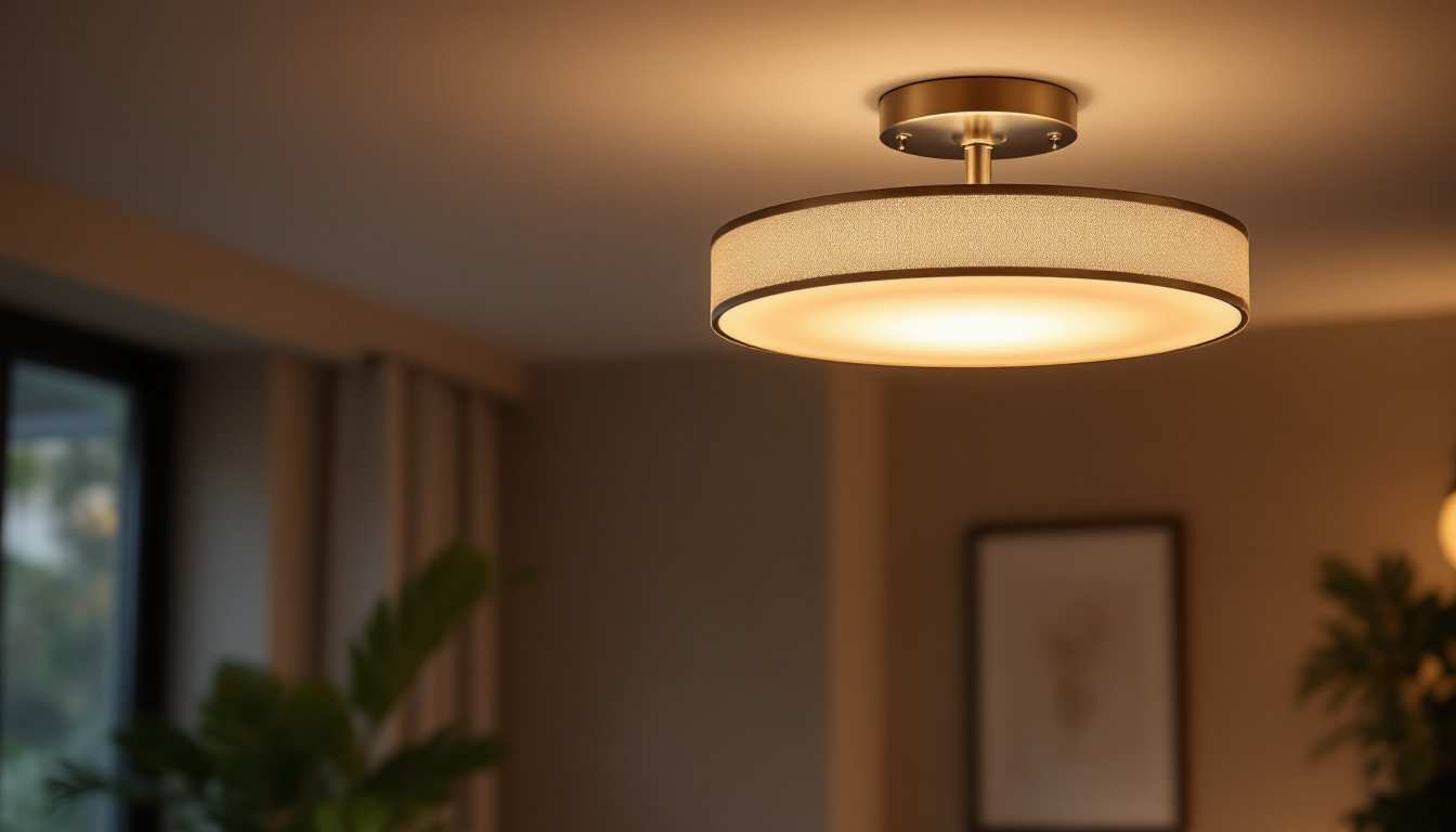 A photograph of a beautifully designed semi flush mount light fixture installed in a stylish interior setting