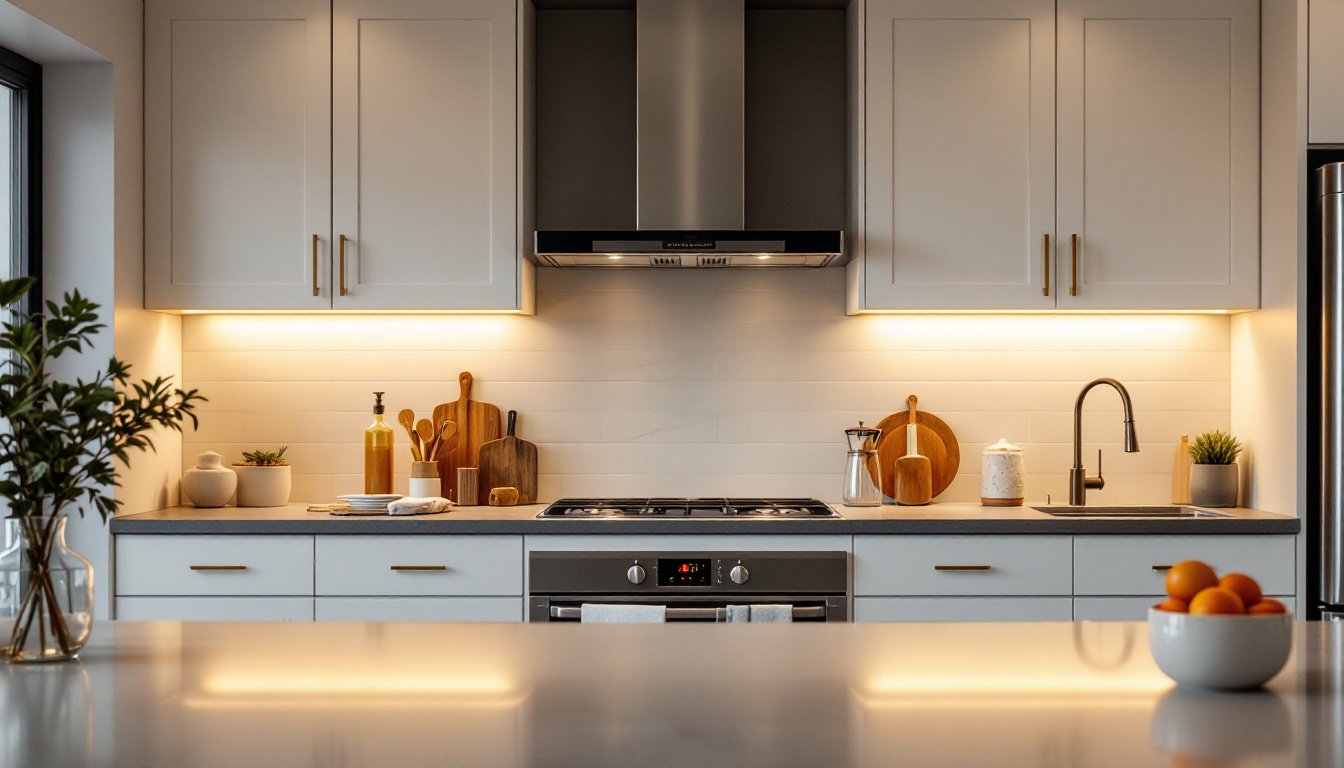 A photograph of a beautifully designed kitchen showcasing warm