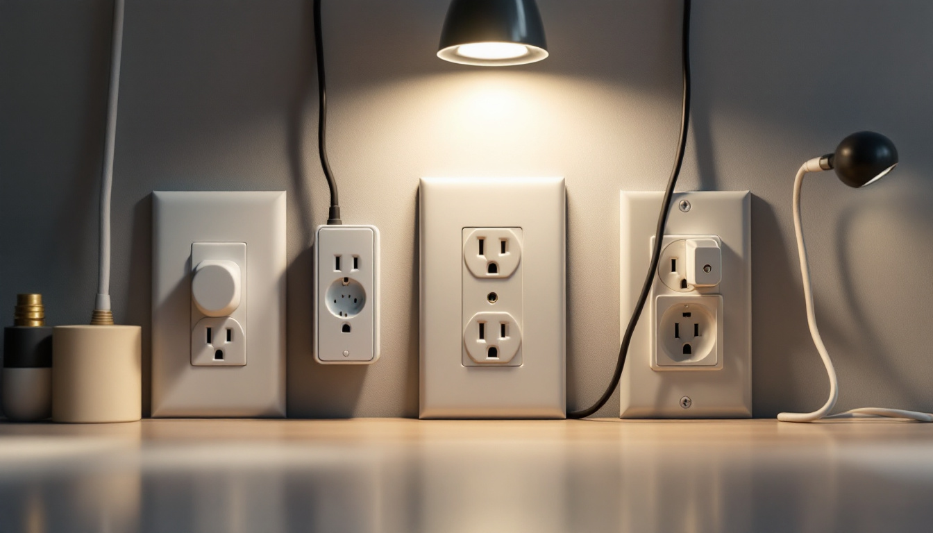 A photograph of a variety of electrical outlets in a well-lit setting