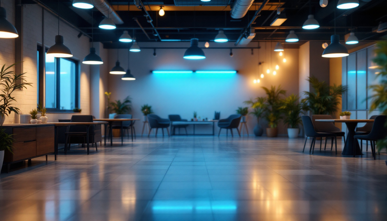 A photograph of a well-lit commercial space showcasing various types of led lights in use