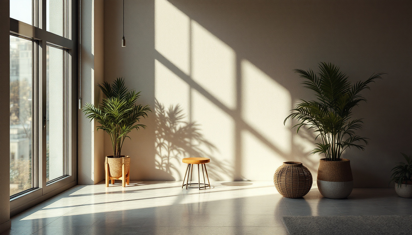 A photograph of a beautifully lit scene showcasing the interplay of linear light