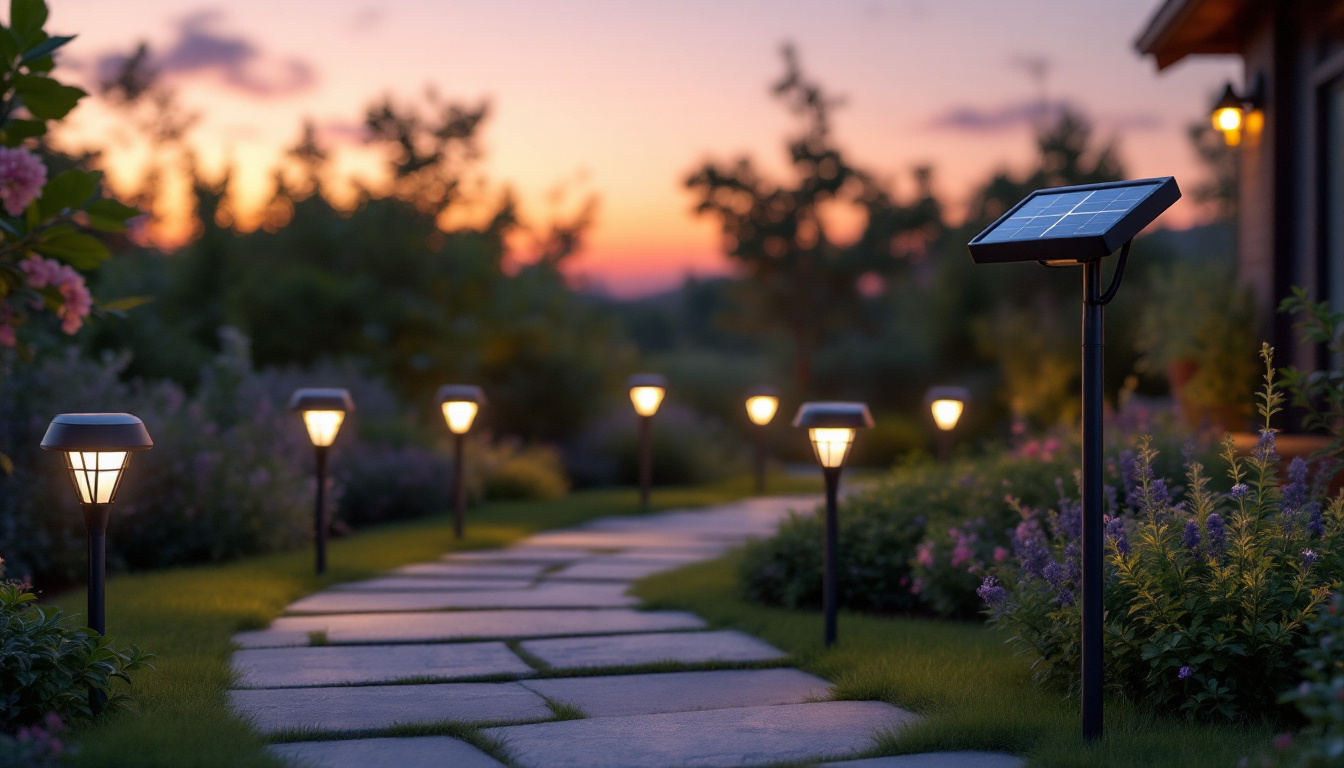 A photograph of a serene outdoor setting at dusk