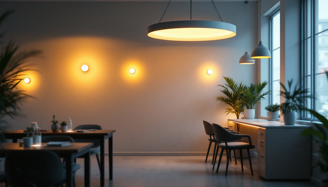 A photograph of a well-lit interior space showcasing various envision led lighting fixtures in use