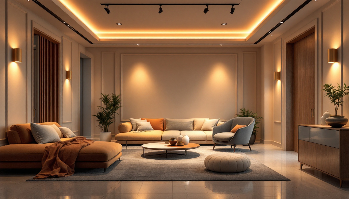 A photograph of a beautifully designed room featuring recessed lighting fixtures that highlight the space's architectural details