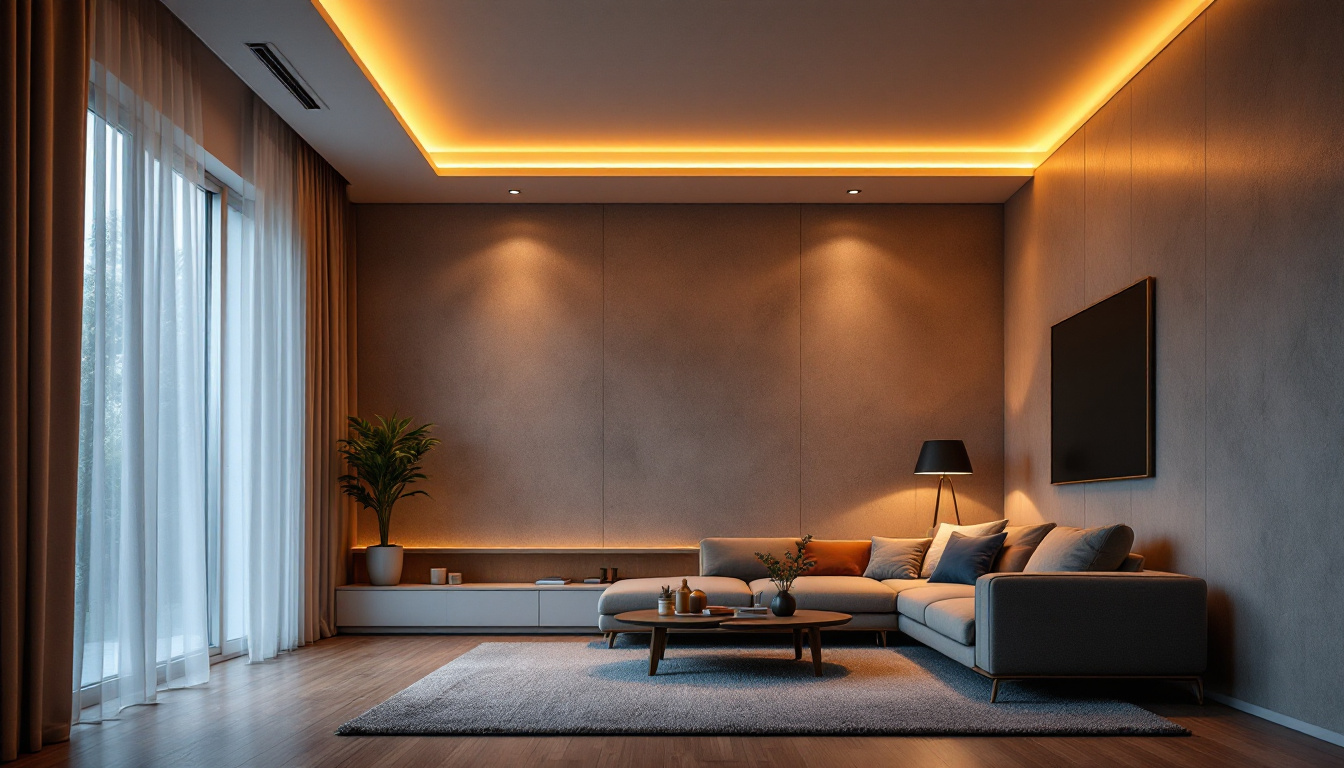 A photograph of a stylishly designed room featuring recessed led can lights