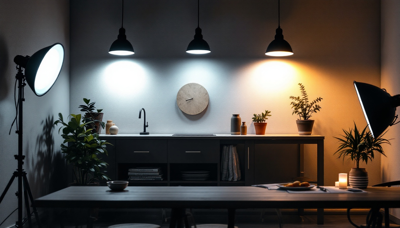 A photograph of a well-lit scene showcasing various led conversion kits installed in different lighting fixtures