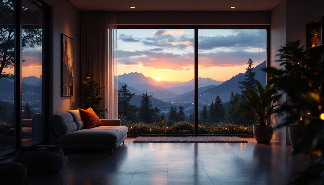 A photograph of a beautifully lit scene that showcases the interplay of natural and artificial light