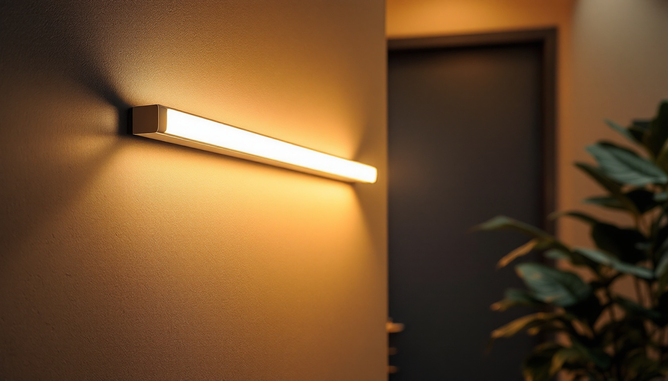 A photograph of a well-lit indoor space featuring a sleek led tube light installation