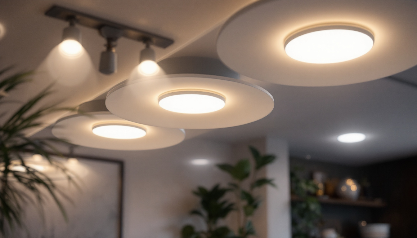 A photograph of a stylishly designed room showcasing various led recessed lights in action