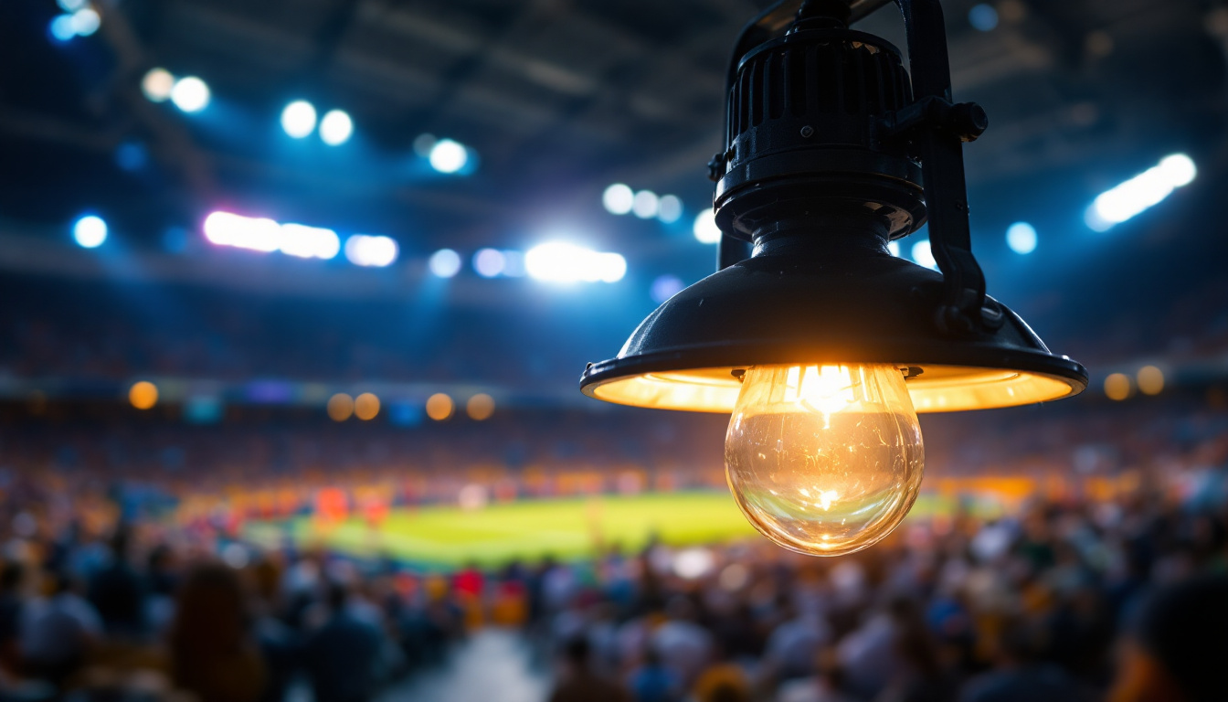 A photograph of capture a photograph of a metal halide light fixture in action