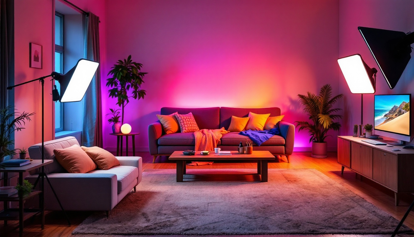 A photograph of a well-lit space showcasing a variety of led light kits in use