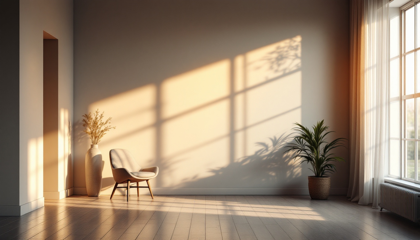 A photograph of a beautifully lit interior space showcasing various light sources and their effects on the walls