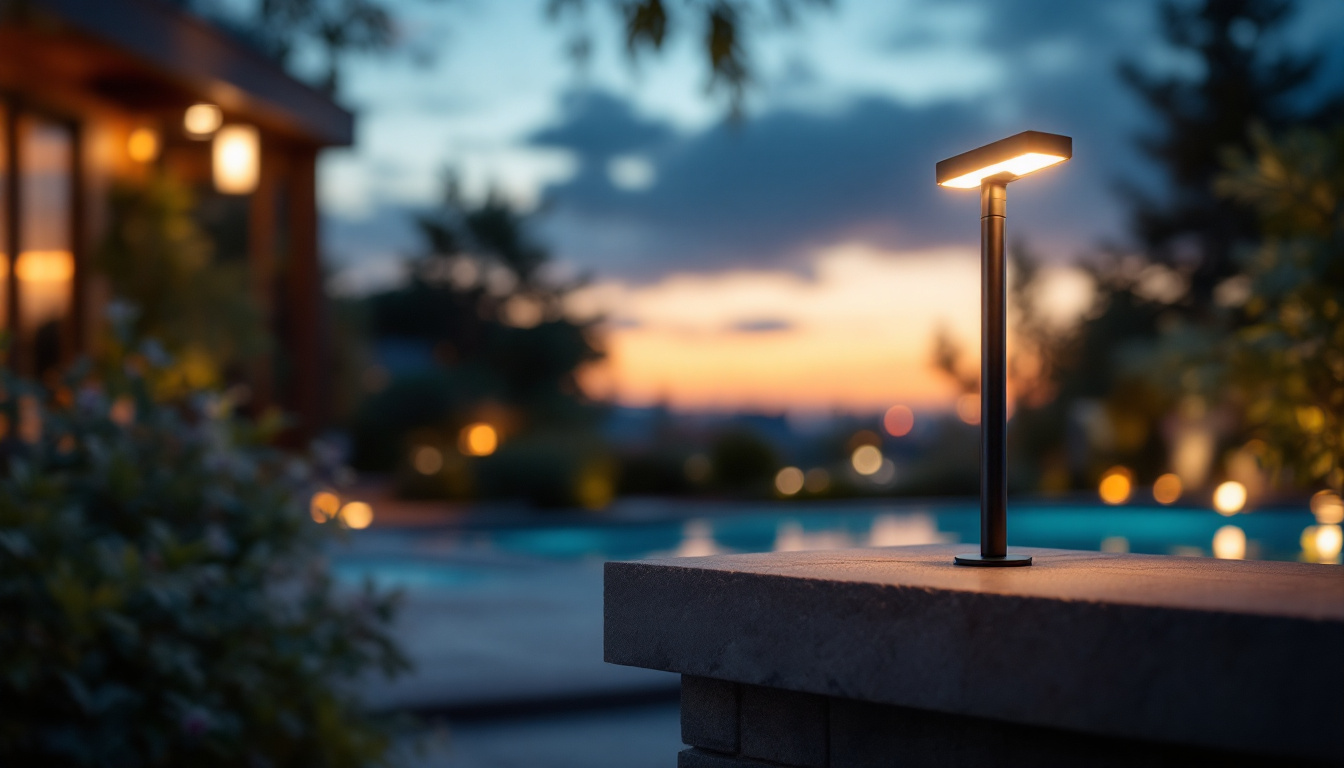 A photograph of a beautifully illuminated outdoor space at dusk