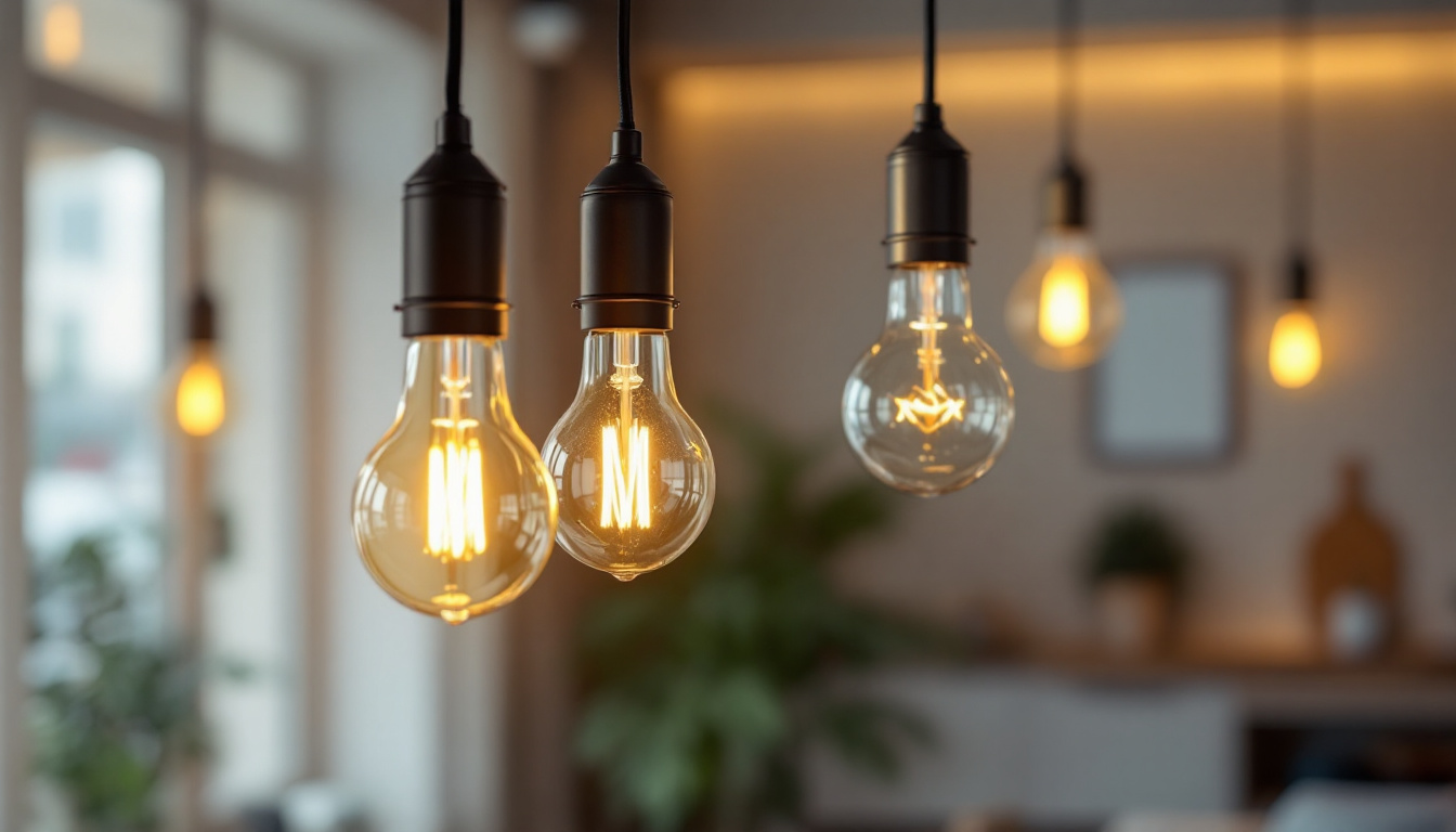 A photograph of a stylishly designed led bulb light fixture in a modern interior setting