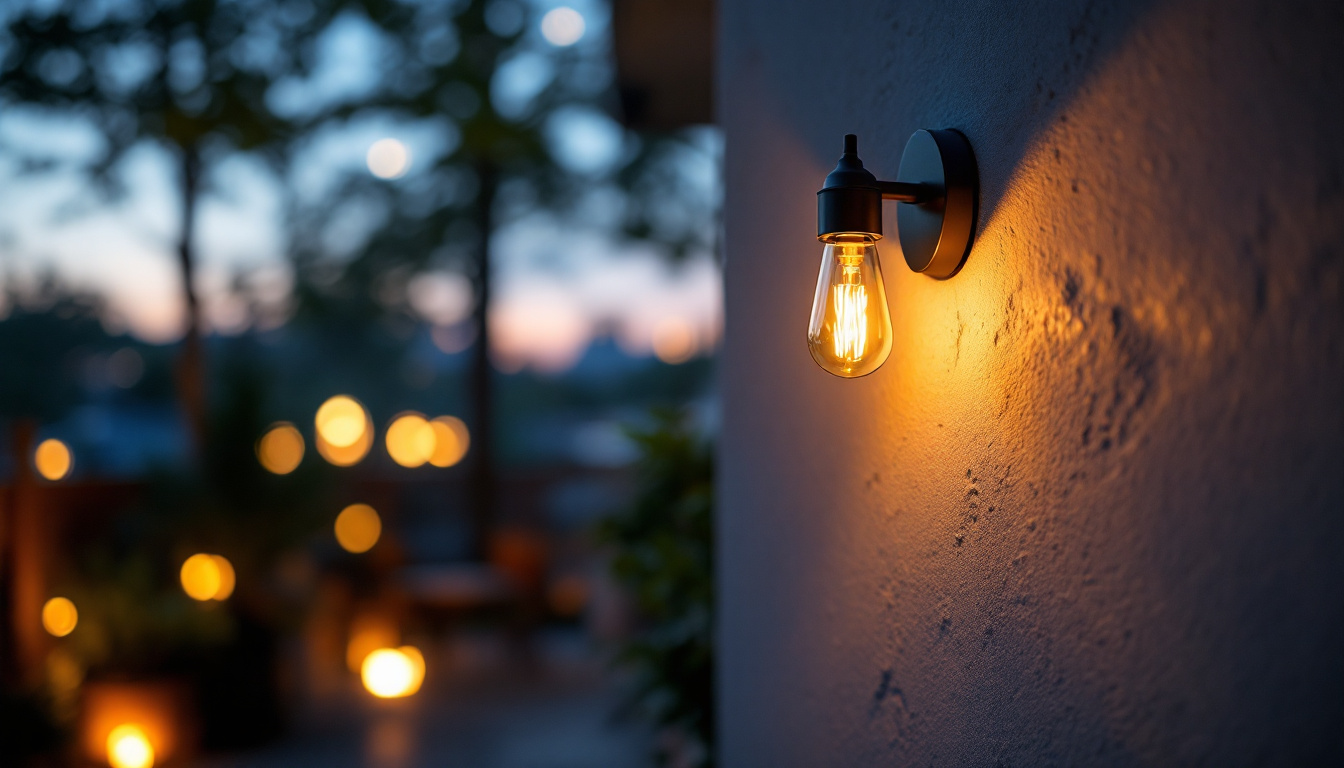 A photograph of a stylish wall lamp installed on an exterior wall
