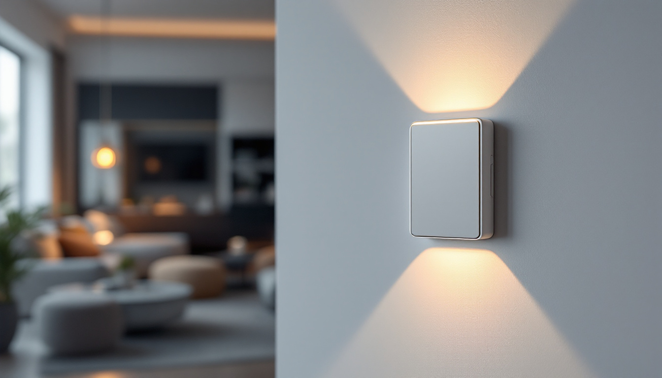 A photograph of a modern led light switch in a stylish home setting
