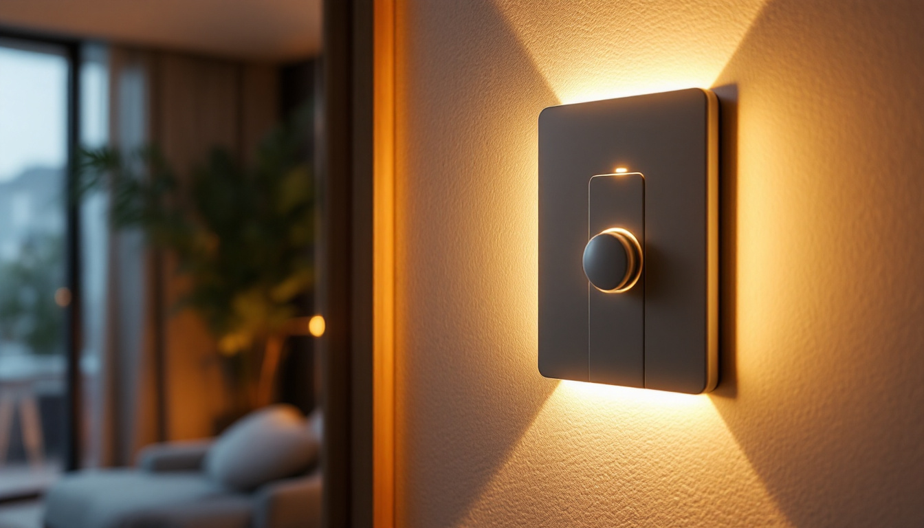 A photograph of capture a photograph of a modern motion-sensing switch installed on a wall
