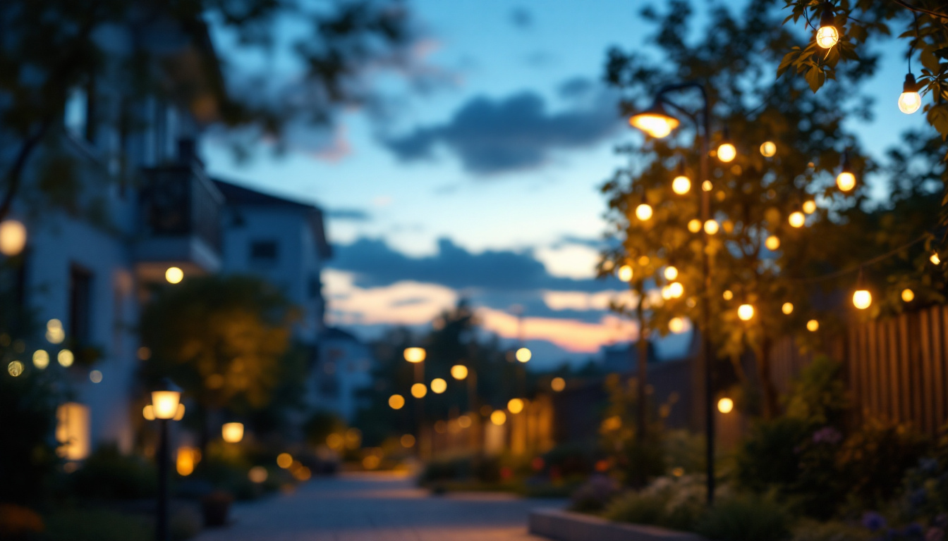 A photograph of a beautifully illuminated outdoor scene at dusk