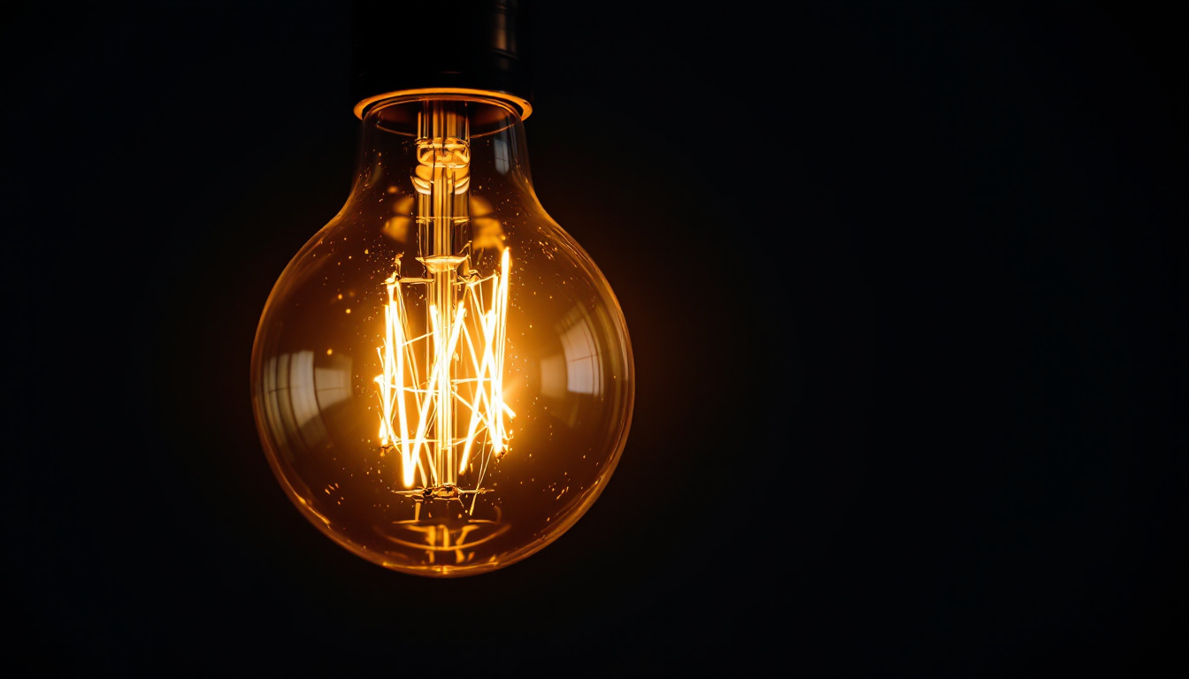 A photograph of a beautifully illuminated light bulb