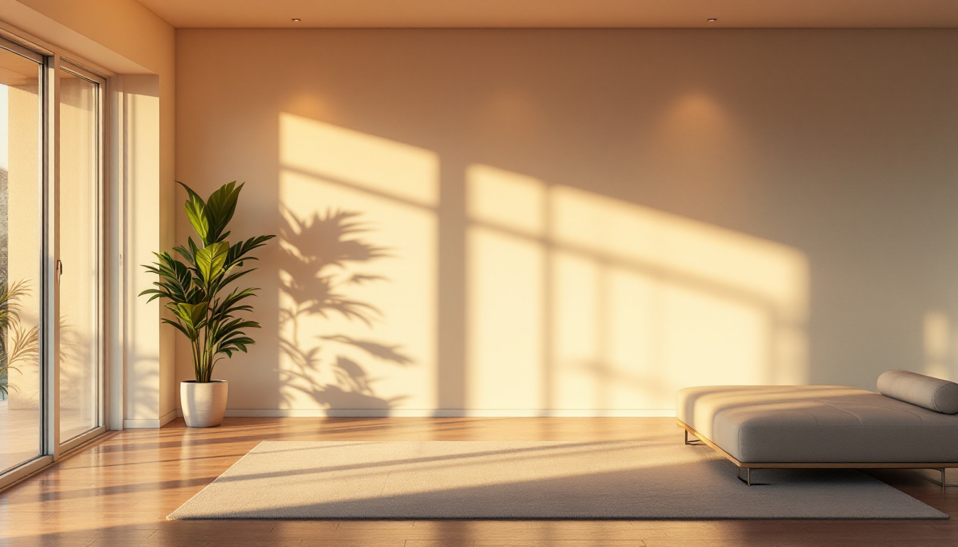 A photograph of a well-lit indoor space showcasing the interplay of natural and artificial lighting