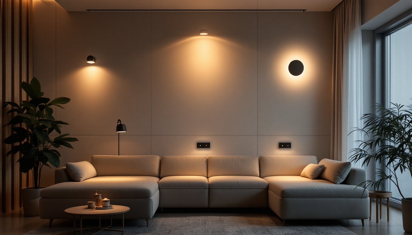 A photograph of capture a photograph of a modern interior space illuminated by various surface mount led lights
