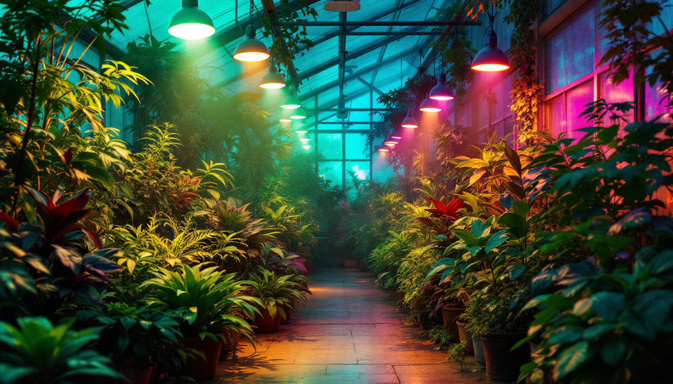 A photograph of a vibrant greenhouse interior