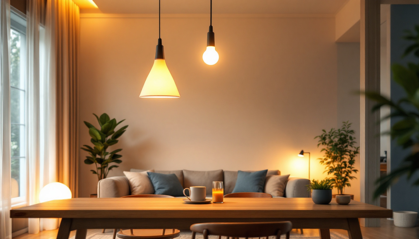A photograph of a beautifully lit home interior showcasing various led light fixtures