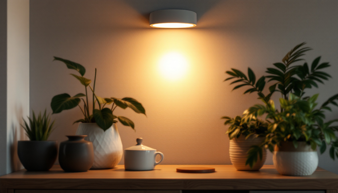 A photograph of a stylish surface-mounted light fixture in an aesthetically pleasing interior setting