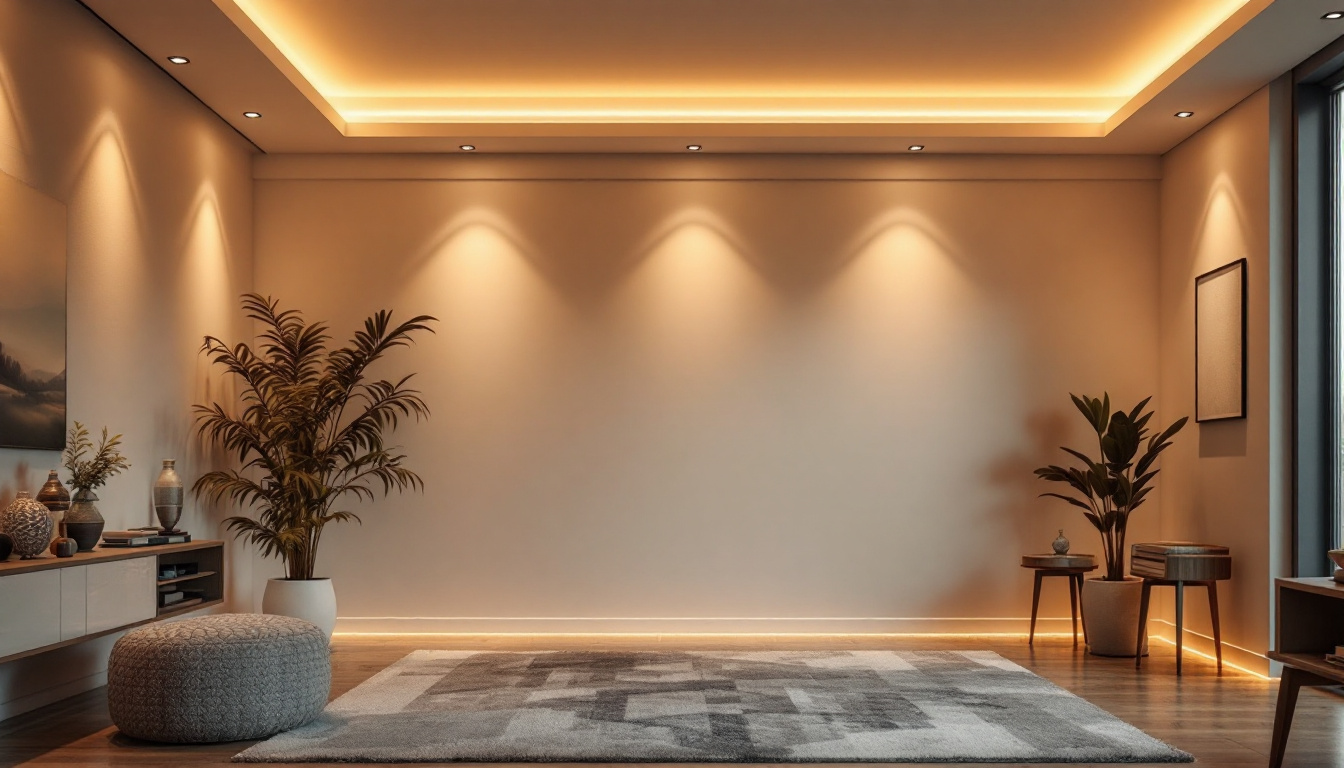 A photograph of a beautifully designed room featuring various styles of recessed lighting