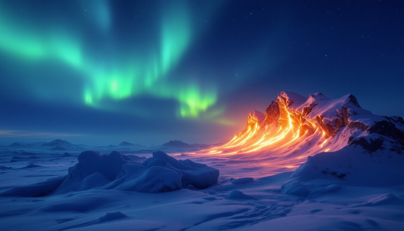 A photograph of a stunning arctic landscape at twilight