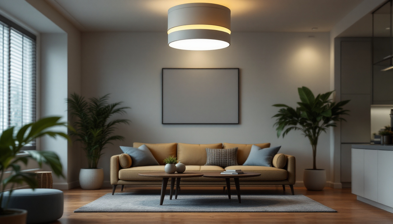 A photograph of a beautifully designed flush light fixture in a stylish interior setting