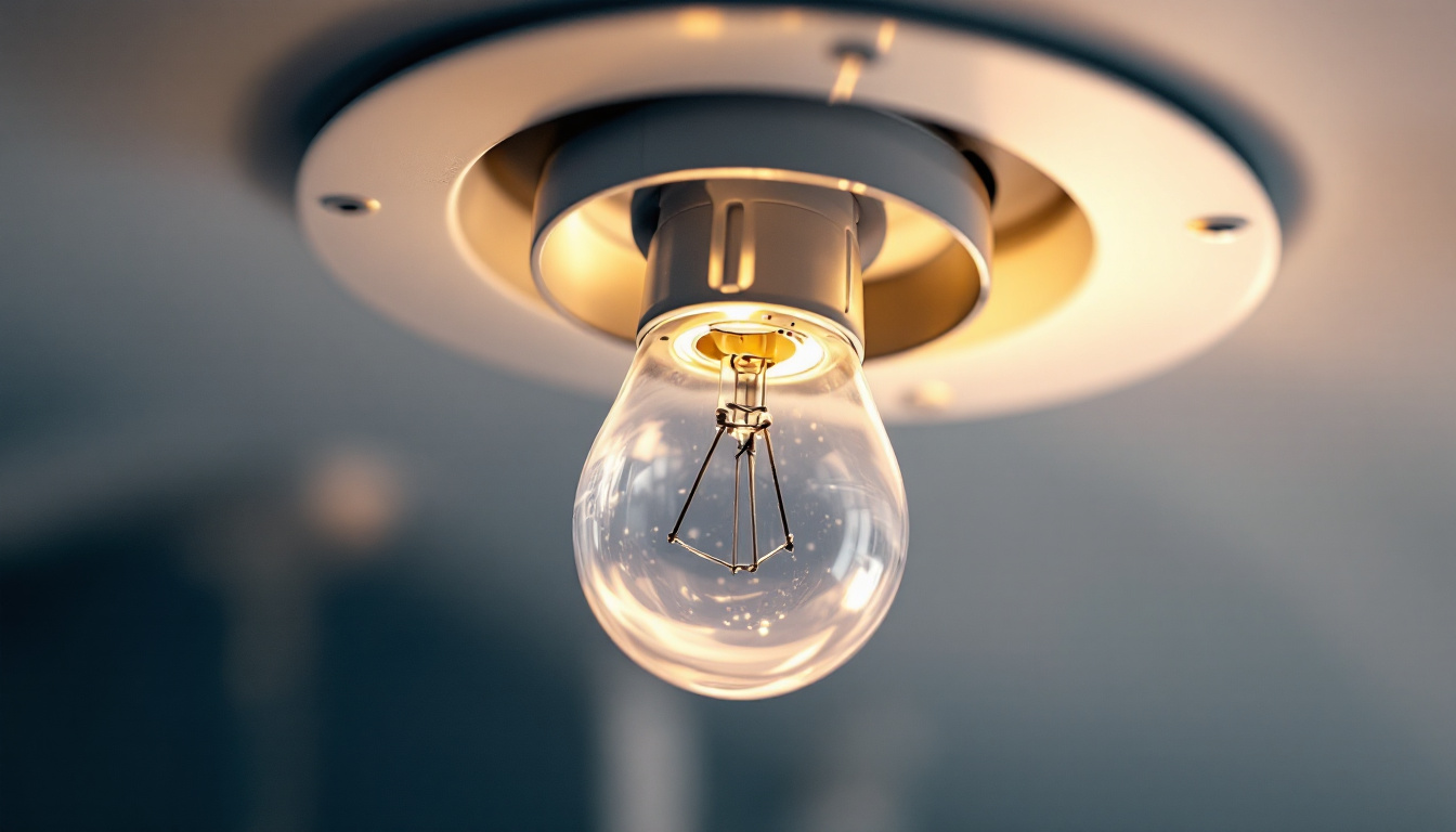 A photograph of a close-up of a led bulb being installed in a fixture with the old ballast removed