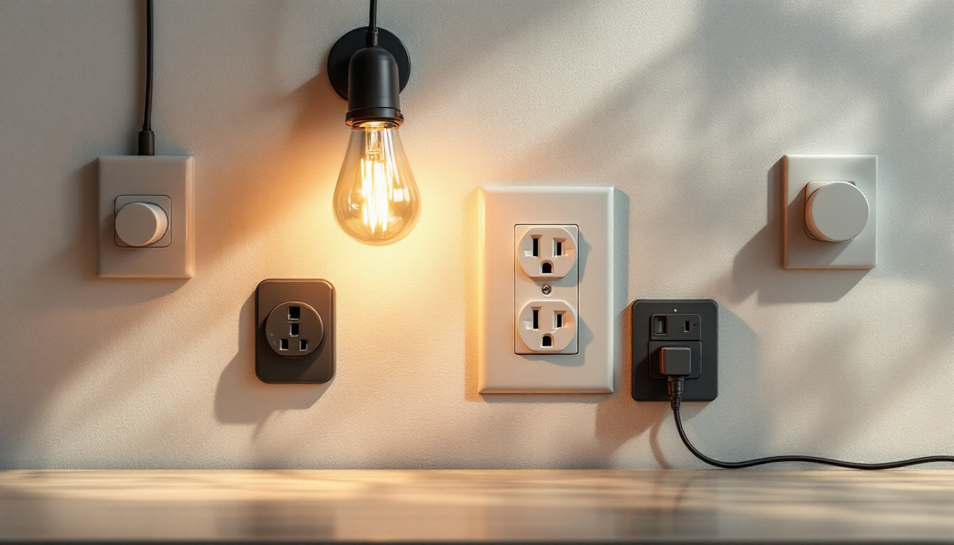 A photograph of a variety of electrical outlets in a well-lit setting