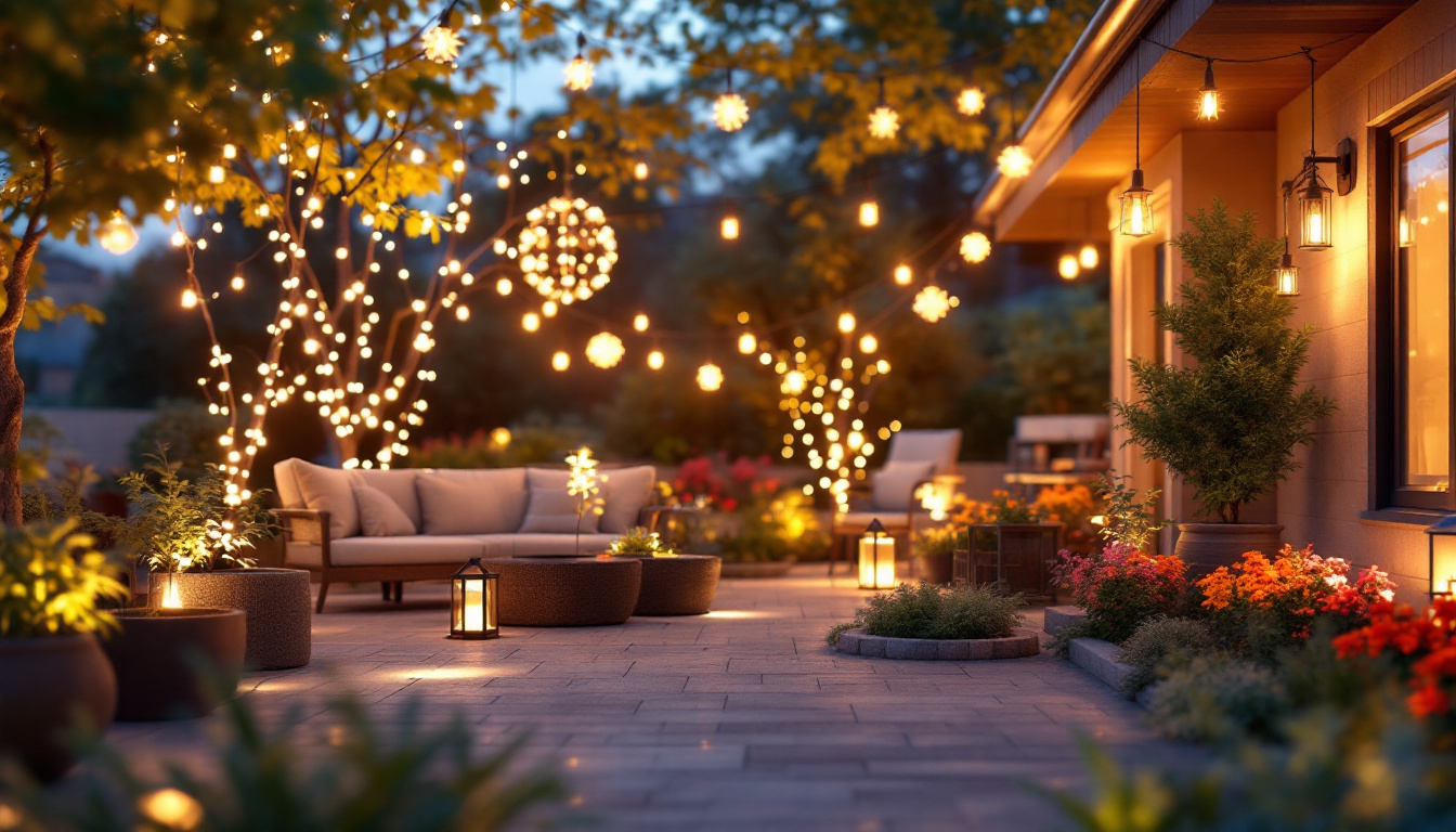 A photograph of a beautifully illuminated outdoor space at dusk